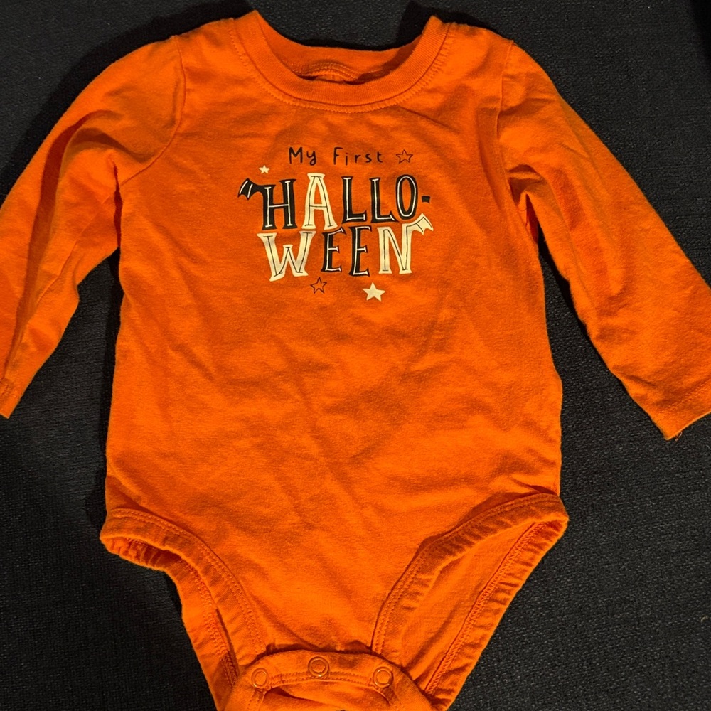 Carter's Orange First Halloween Long sleeve One Piece Onesie Size 6 Months